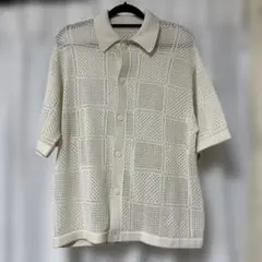 1度着用　ウォッシャブルメッシュニットシャツ(5分袖) GU ユニセックス