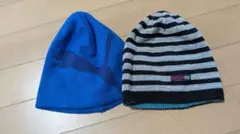 ニット帽セット（ストライプ・青）