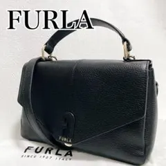 【未使用級】FURLA 2WAY ハンドバッグ レザー 保存袋付 ブラック 現行