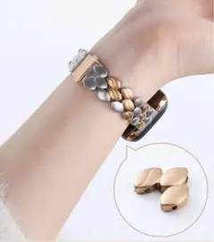 アップルウォッチベルト　お洒落　コンビカラー　 シルバーローズゴールド 　バンド