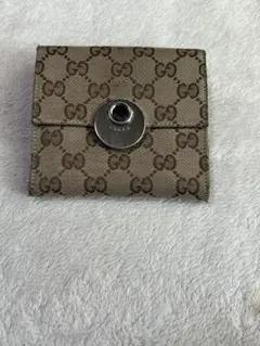 廃盤品！GUCCI GGパターン ベージュ シルバー金具 二つ折り財布