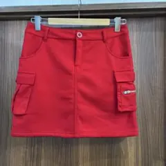 【DELSOL】 ゴルフ 赤 ポケット付き ボアスカート L