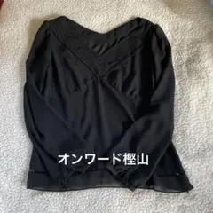 オンワード樫山ブラック プリーツディテール 長袖シャツのサムネイル