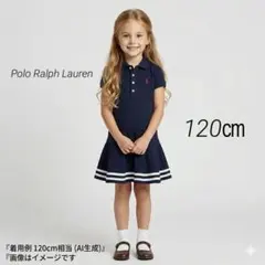 美品 120㎝ ポロ ラルフローレン 半袖　ワンピース ネイビー 子供服のサムネイル