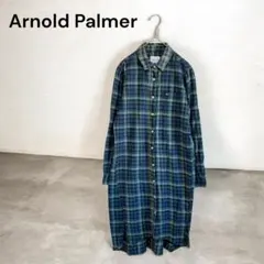 Arnold Palmer アーノルドパーマー ロングシャツ チェック柄 緑 M