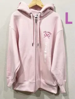 新品ジーユー　マイメロスウェットオーバーサイズフルジップパーカーピンクL GU