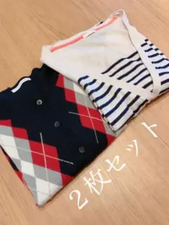カーディガン　セット　アーガイル　ボーダー