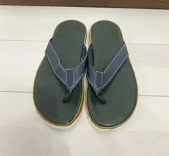 美品アルフレッドバニスター　メンズ　深緑×紺　レザー本革　トングサンダルLL