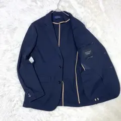 美品 ナノユニバース ダメリーノ 紺 アンコンジャケット ストレッチ 洗濯可