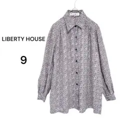 【リバティハウス】シャツ　ブラウス　長袖　総柄　◎美品　9(M)