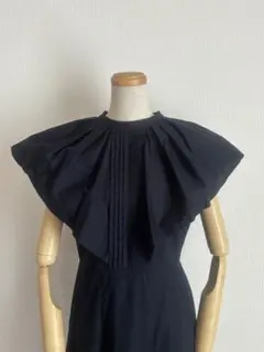 セルフォード　フリル　ネイビー　ノースリーブ　ワンピース　38