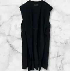 バジーレ28 ブラック ロングベスト　ジレ　フード付き　9サイズ