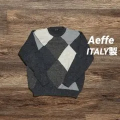 イタリア製 Aeffe アルパカ ウール混 パッチワークニット セーター XL位
