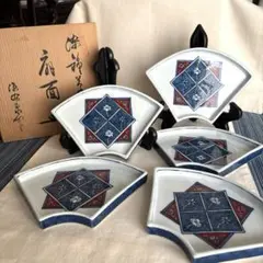 源右衛門　扇面皿 5枚セット 木箱入り 陶磁器のサムネイル