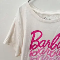 バービー 半袖 Tシャツ クルーネック グラデーション プリント M 白 綿