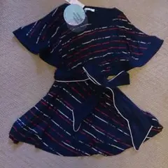 新品未使用ベルテッドドレス＋デザイナーズインビテーションプロジェクトＳネイビー