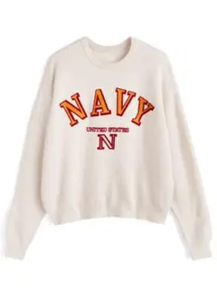 【未開封】　GRL Navy ロゴプリントニットトップス uf078