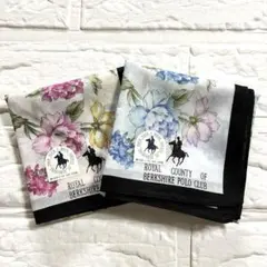 【2枚セット】POLO CLUB 華やか花柄ハンカチ 芍薬・百合・チューリップ