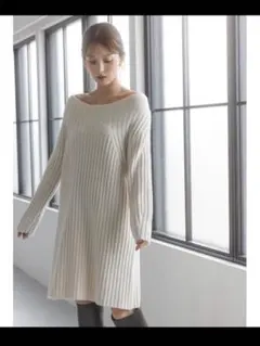 snidelリブニットミニワンピ　アイボリー