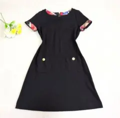 【美品】ブルーレーベルクレストブリッジ　ワンピース　ノバチェック　金釦　ブラック