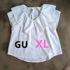 GU 半袖 ブラウス ホワイト XL