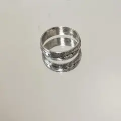 ナバホ族　スタンプワークリング　インディアンジュエリー　15〜16号