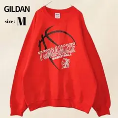 ギルダン　GILDAN スウェット　M トレーナー　レッド　バックプリント