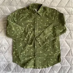 Eddie Bauer 鳥プリント 長袖シャツ M コーデュロイ