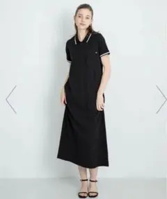 黒 半袖 ポロシャツワンピース