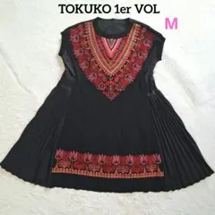 トクコプルミエヴォル ノースリーブ ワンピース チュニック 鳥 刺繍