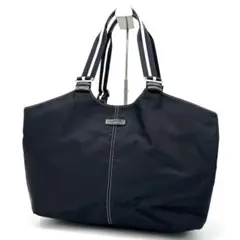 アニエスベー トートバッグ 肩掛け 大容量 ロゴ ステッチ ナイロン ブラック