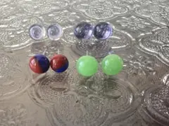 ガラスのピアスセット1 サージカルステンレスシルバー