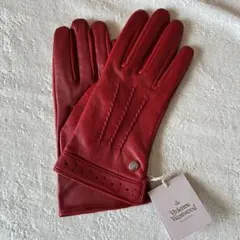 【新品未使用】ヴィヴィアンウエストウッド　手袋　レザー　ワインレッド　ウール 新品未使用】ヴィヴィアンウエストウッド 手袋 レザー ワイン