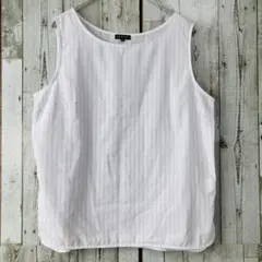 ☆インディヴィ☆大きめサイズ 44☆美品☆ブラウス ノースリーブ ストライプ