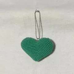 ハート あみぐるみ キーホルダー 緑①