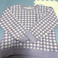パープルチェック柄トレーナー 130 裏起毛　冬物