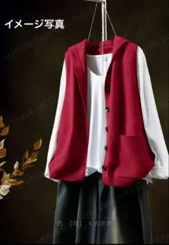 フード付きノースリーブ カーディガン レディース Mサイズ