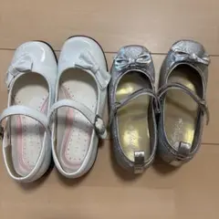 ホワイト フォーマルシューズ 20.5cm シルバーフォーマルシューズ20cm