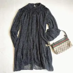 ザラベーシック◇ギャザーブラウス チュニックワンピース シアー バルーン袖 M