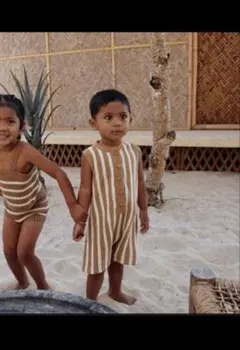 GROWN 3 36m ストライプ オーバーオール