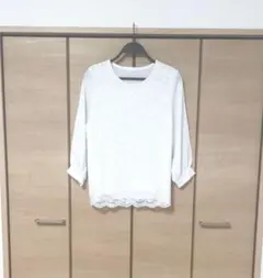 ハニーズ　CINEMA CLUB レース切替ブラウス ホワイト Lサイズ