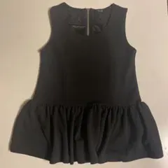 フリル付きノースリーブチュニック 黒