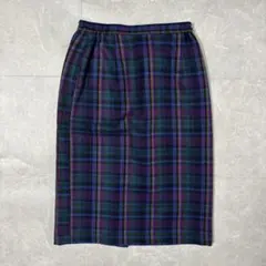 【底値】 昭和レトロ チェック柄 タイトスカート M ミディ丈 クラシカル