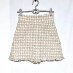 bubbles バブルス チェックジャガードフリルスカパン アイボリー