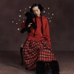 BOCBOK BLANKET SKIRT ロングプリーツスカート