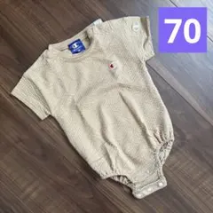 Champion チャンピオン ロンパース 半袖 70 ベージュ ベビー服　リブ