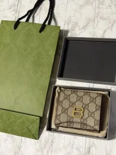 美品】グッチ バレンシアガ 三つ折財布 コラボ ベージュ スプリーム