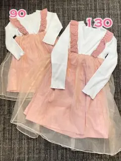 【ぼいこ様専用】ピンク チュール コーデュロイ ワンピース 90 130