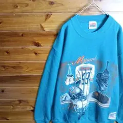 トレーナー　スウェット　NFL　アメフト　Nutmeg　USA製　90s　緑　M