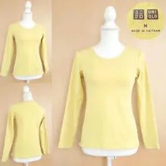 ◆ユニクロ◆イエロー ストレッチコットンクルーネックTシャツ 長袖カットソー